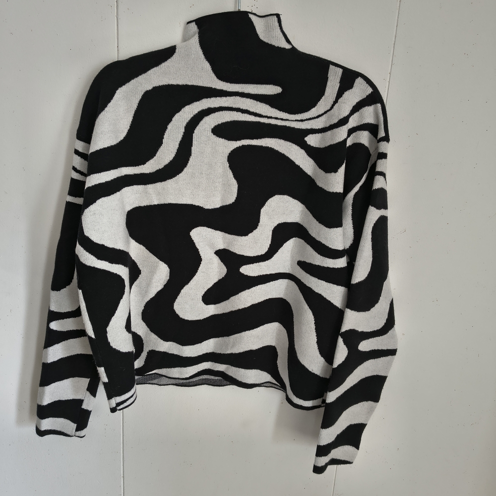 Christian Siriano Black and White Abstract Sweater